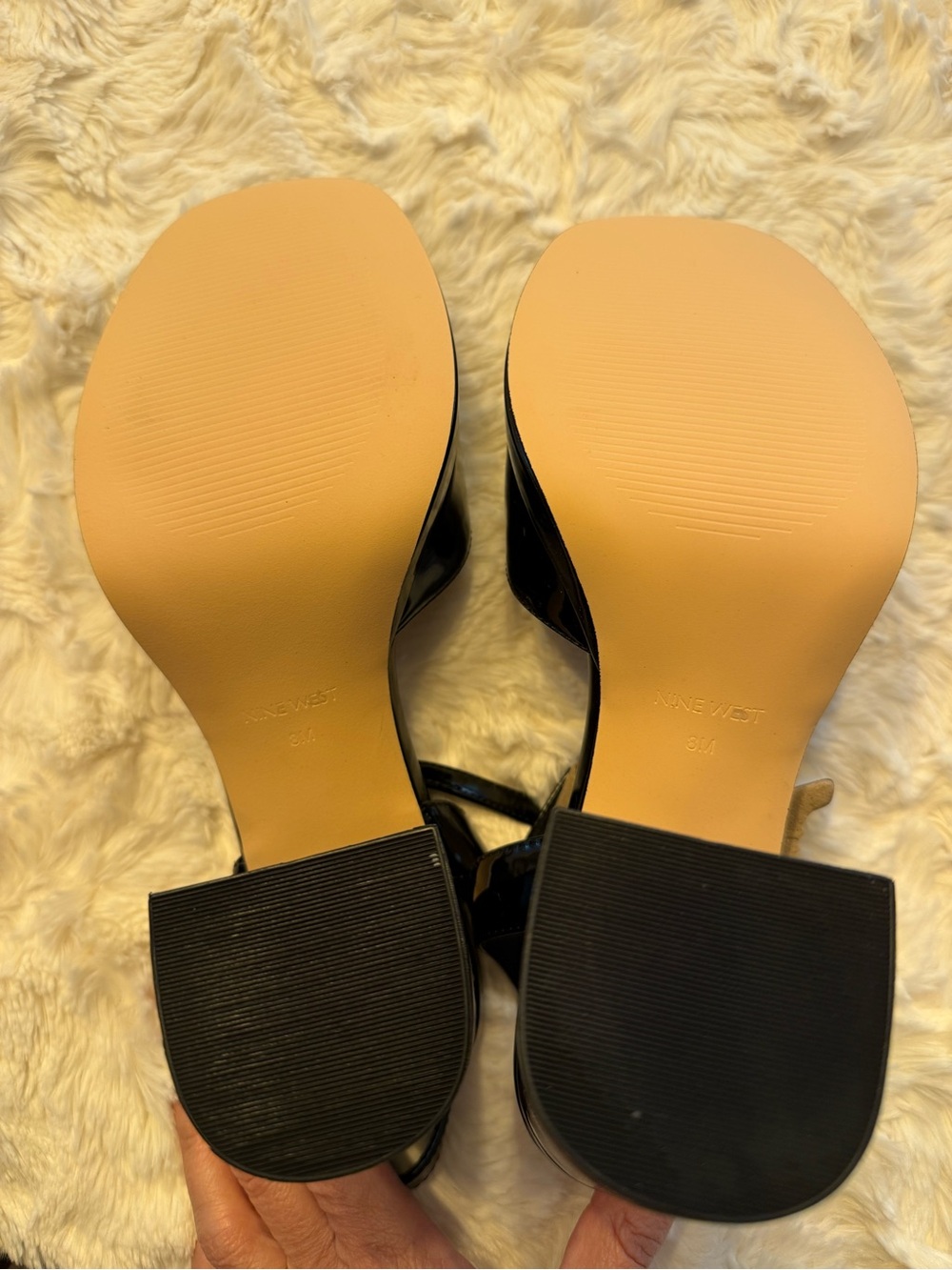 Nine West Black Patent Leather Block Heel Pumps (Size 8) - Picture 3 of 3